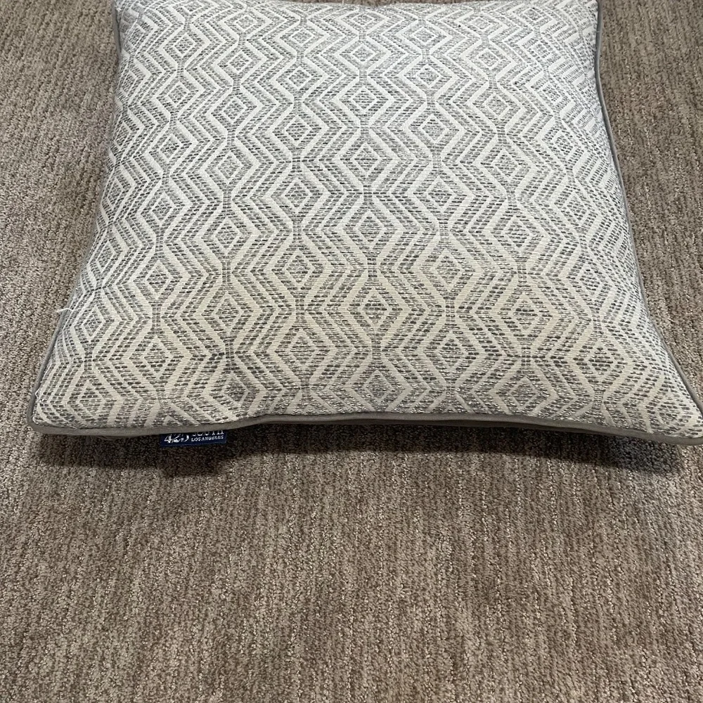 Silver Gray & White Decorative Throw Pillow –‎ Feather Filled – 22.5